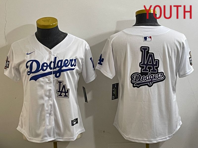 Youth Los Angeles Dodgers Blank White Game 2024 Nike MLB Jersey style 112117->youth mlb jersey->Youth Jersey